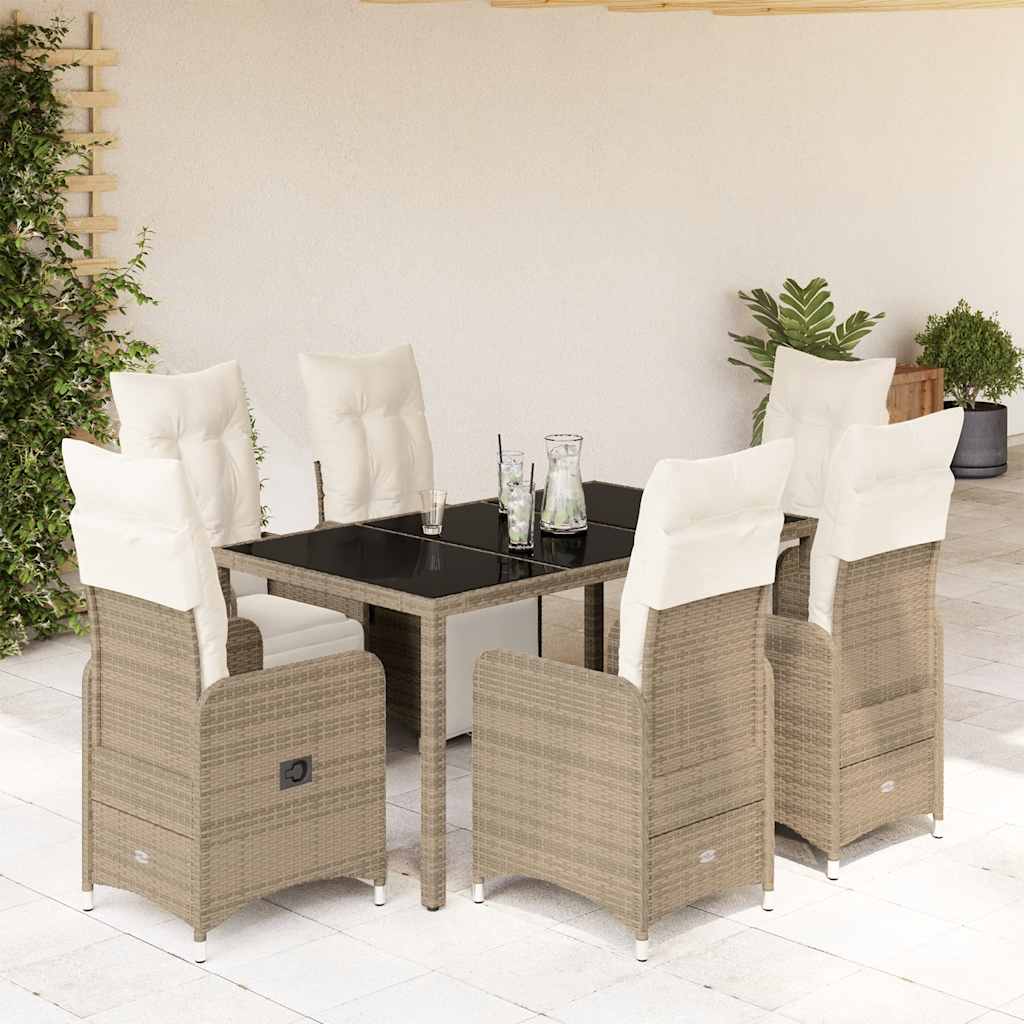 vidaXL 3-delige Bistroset met kussens poly rattan bruin