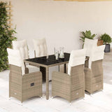 vidaXL 3-delige Bistroset met kussens poly rattan bruin