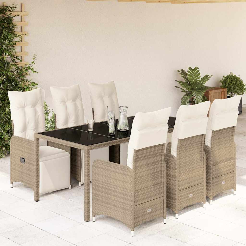 vidaXL 3-delige Bistroset met kussens poly rattan bruin
