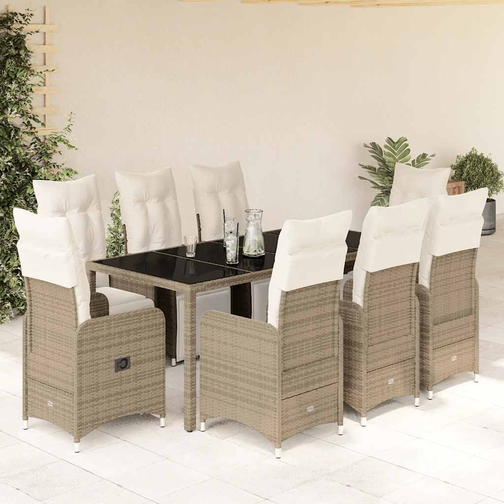 vidaXL 3-delige Bistroset met kussens poly rattan bruin