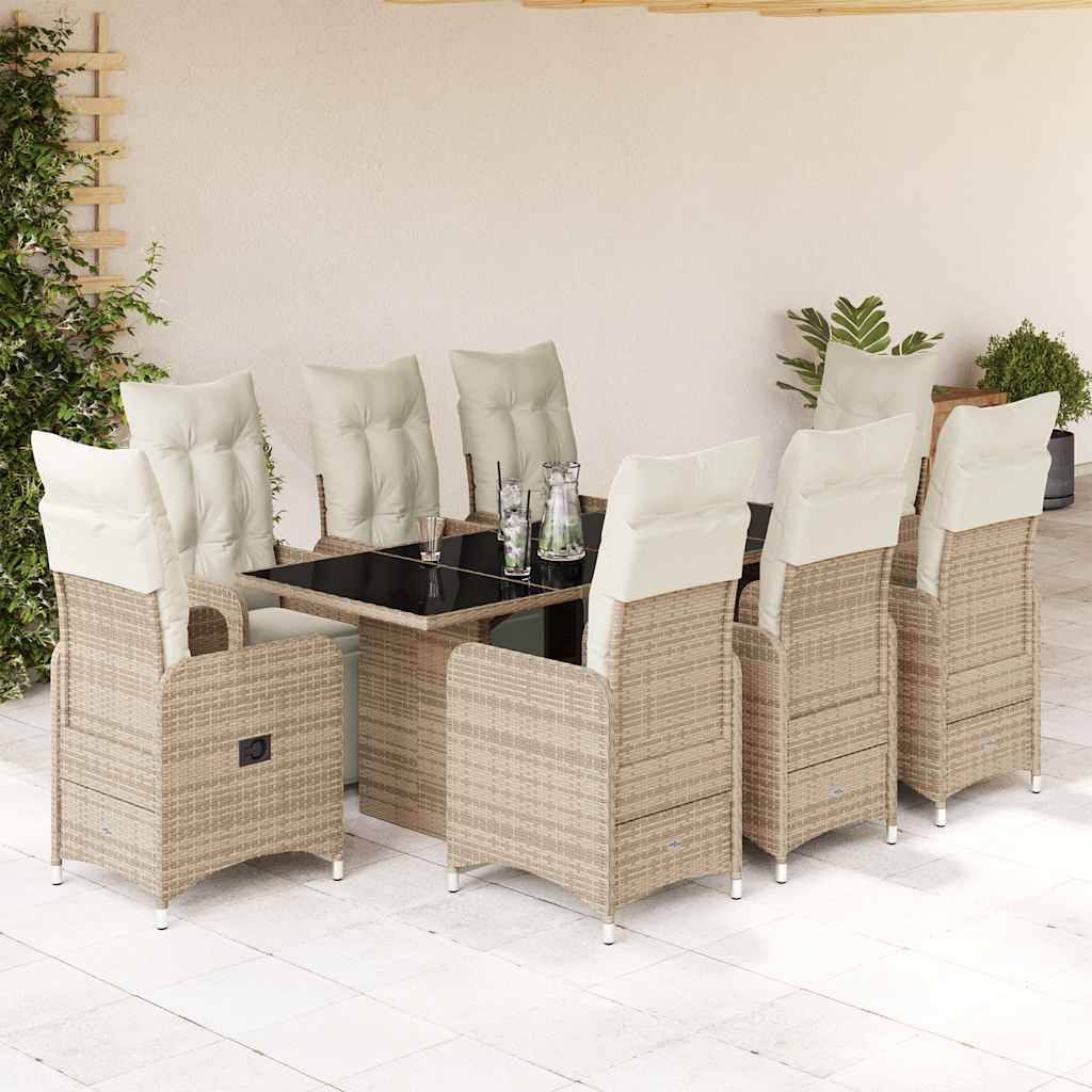 vidaXL 3-delige Bistroset met kussens poly rattan bruin
