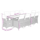 vidaXL 9-delige Bistroset met kussens poly rattan zwart