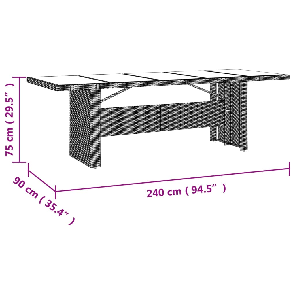 vidaXL 9-delige Bistroset met kussens poly rattan bruin
