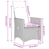 vidaXL 9-delige Bistroset met kussens poly rattan bruin