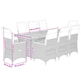 vidaXL 9-delige Tuinset met kussens poly rattan zwart