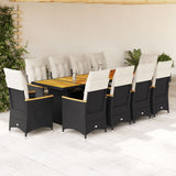 vidaXL 9-delige Tuinset met kussens poly rattan zwart