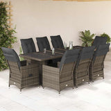 vidaXL 9-delige Bistroset met kussens poly rattan zwart