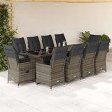 vidaXL 9-delige Bistroset met kussens poly rattan zwart