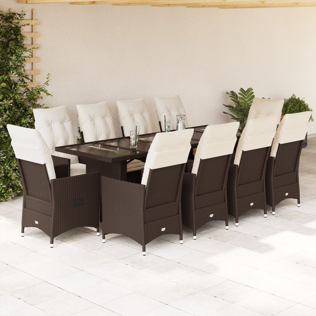 vidaXL 9-delige Bistroset met kussens poly rattan zwart