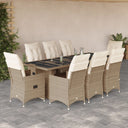 vidaXL 9-delige Bistroset met kussens poly rattan zwart
