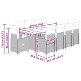 vidaXL 9-delige Bistroset met kussens poly rattan zwart