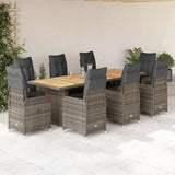 vidaXL 9-delige Bistroset met kussens poly rattan grijs