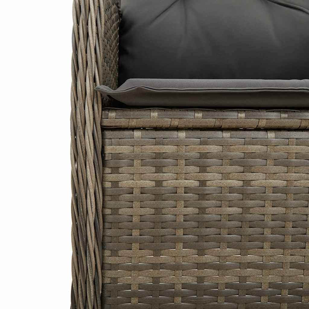 vidaXL 9-delige Bistroset met kussens poly rattan grijs