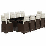 vidaXL 9-delige Bistroset met kussens poly rattan bruin