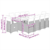 vidaXL 9-delige Bistroset met kussens poly rattan bruin