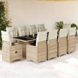 vidaXL 9-delige Bistroset met kussens poly rattan bruin