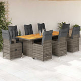 vidaXL 9-delige Bistroset met kussens poly rattan zwart