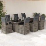 vidaXL 9-delige Bistroset met kussens poly rattan zwart