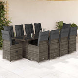 vidaXL 9-delige Bistroset met kussens poly rattan zwart