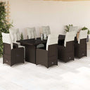 vidaXL 9-delige Bistroset met kussens poly rattan zwart