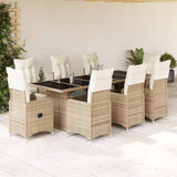 vidaXL 9-delige Bistroset met kussens poly rattan zwart