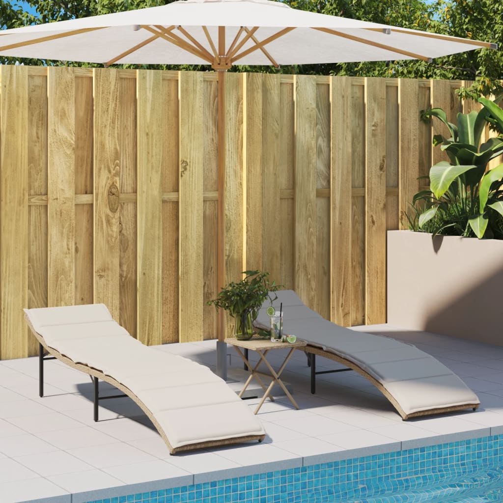 vidaXL Ligbedden 2 st met kussens poly rattan zwart