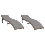 vidaXL Ligbedden 2 st met kussens poly rattan zwart