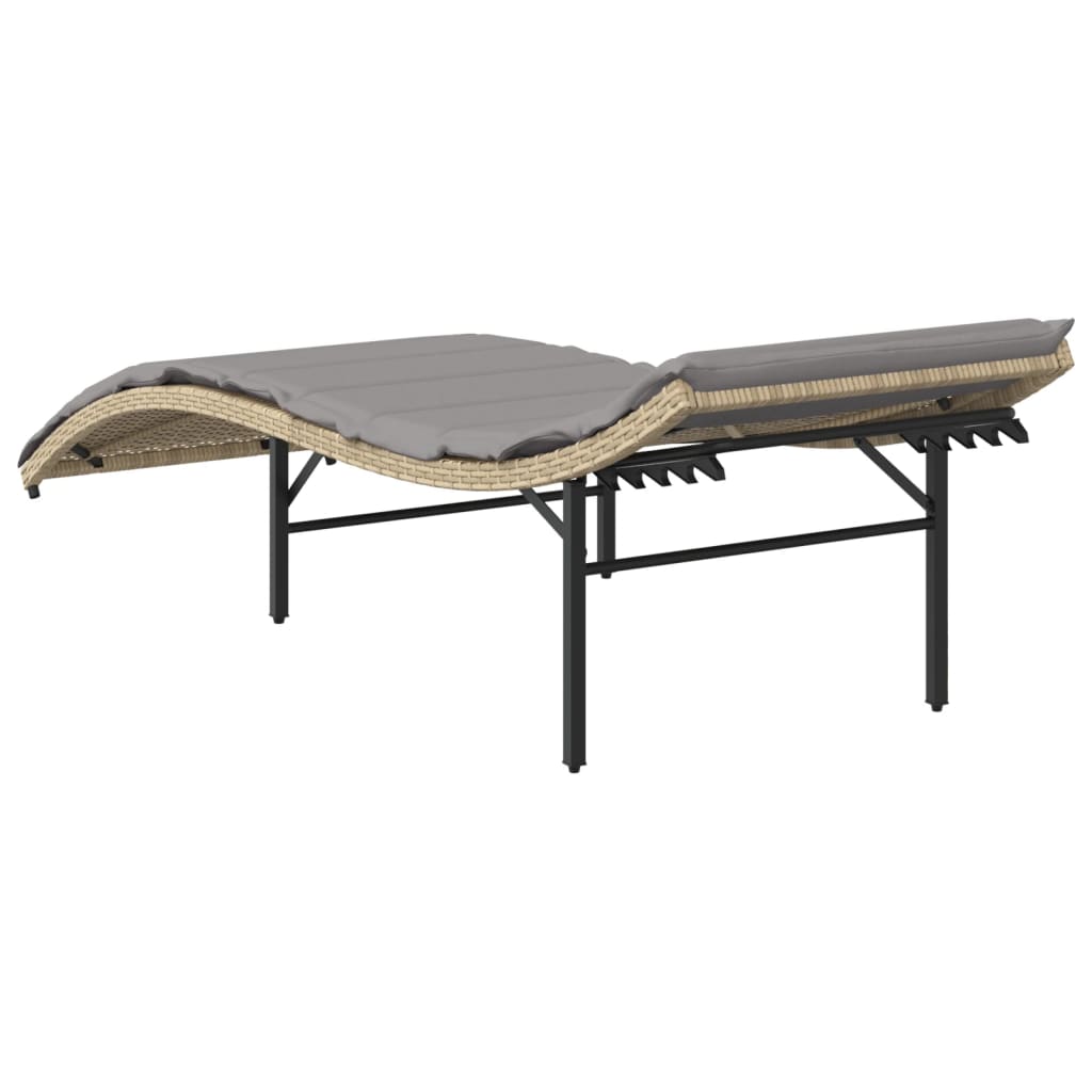 vidaXL Ligbedden 2 st met kussens poly rattan zwart