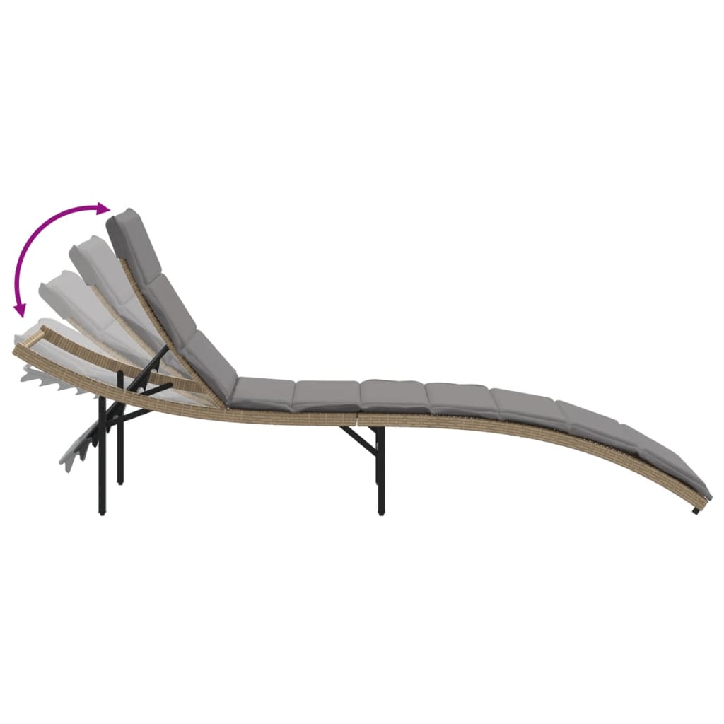 vidaXL Ligbedden 2 st met kussens poly rattan zwart