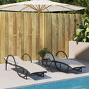 vidaXL Ligbedden 2 st met kussens poly rattan zwart