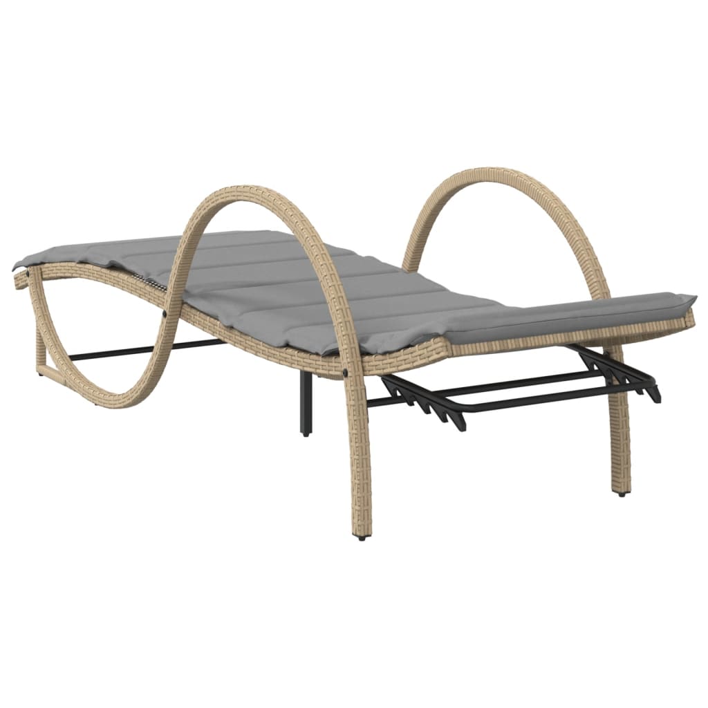 vidaXL Ligbedden 2 st met kussens poly rattan zwart