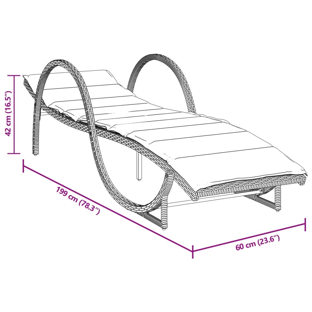 vidaXL Ligbedden 2 st met kussens poly rattan zwart