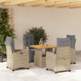 vidaXL 3-delige Tuinset met kussens poly rattan beige