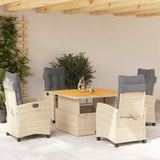 vidaXL 3-delige Tuinset met kussens poly rattan beige