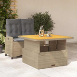 vidaXL 3-delige Tuinset met kussens poly rattan beige