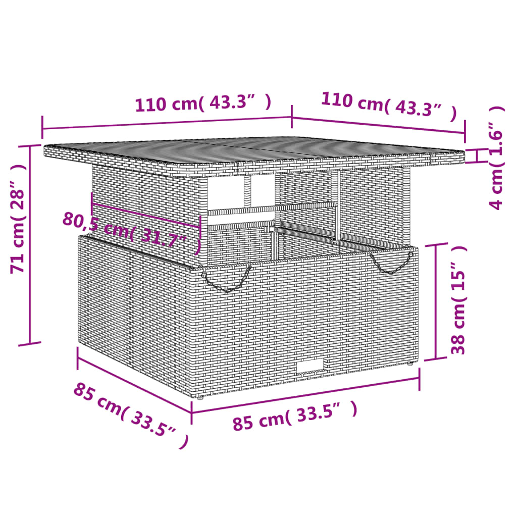 vidaXL 3-delige Tuinset met kussens poly rattan beige