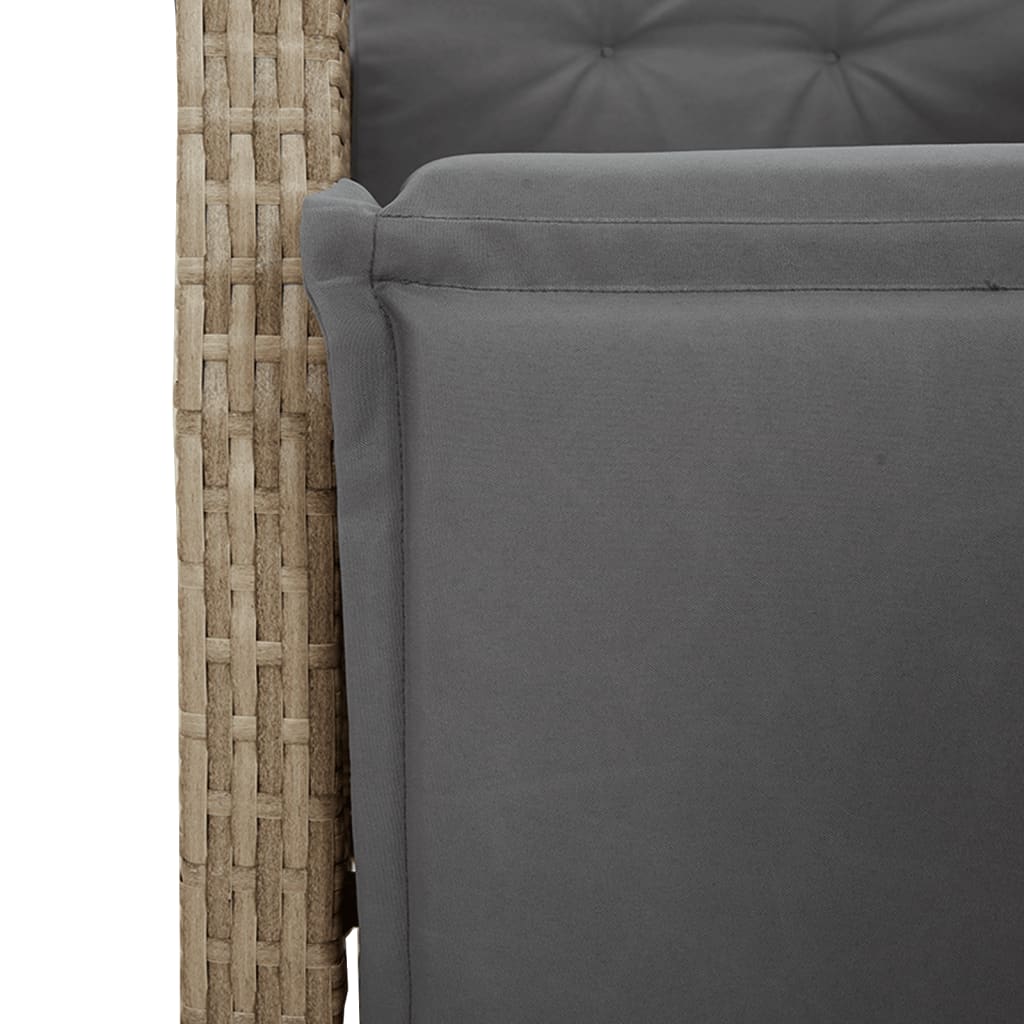 vidaXL 3-delige Tuinset met kussens poly rattan beige