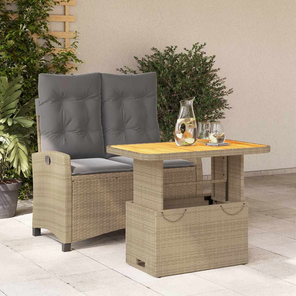 vidaXL 3-delige Tuinset met kussens poly rattan beige