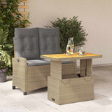 vidaXL 3-delige Tuinset met kussens poly rattan beige