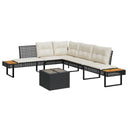 vidaXL 2-Piece Lounge Set with Cushions Poly Rattan and Glass Black