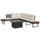 vidaXL 2-Piece Lounge Set with Cushions Poly Rattan and Glass Black