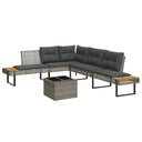 vidaXL 2-Piece Lounge Set with Cushions Poly Rattan and Glass Black