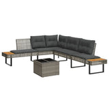 vidaXL 2-Piece Lounge Set with Cushions Poly Rattan and Glass Black
