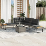 vidaXL 2-Piece Lounge Set with Cushions Poly Rattan and Glass Black