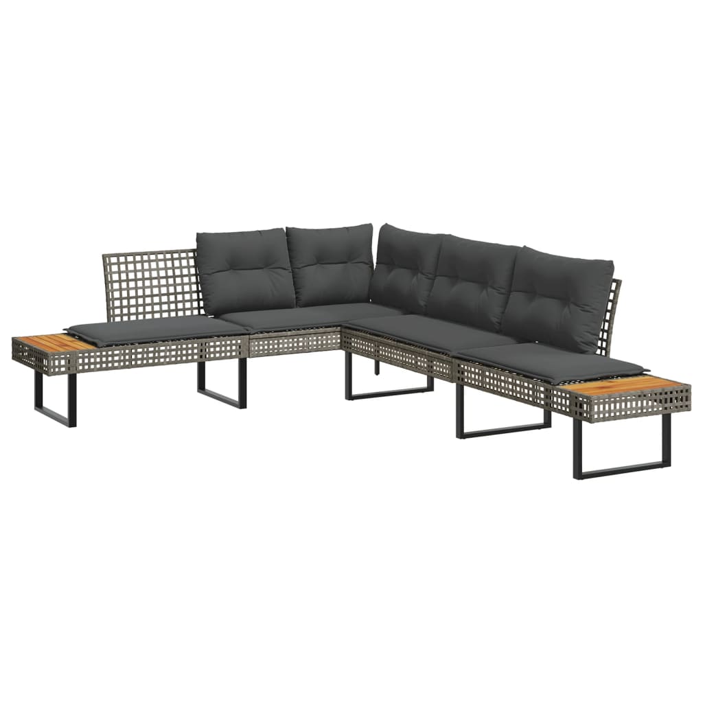 vidaXL 2-Piece Lounge Set with Cushions Poly Rattan and Glass Black