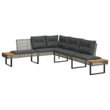 vidaXL 2-Piece Lounge Set with Cushions Poly Rattan and Glass Black
