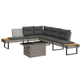 vidaXL 2-Piece Lounge Set with Cushions Poly Rattan and Glass Black