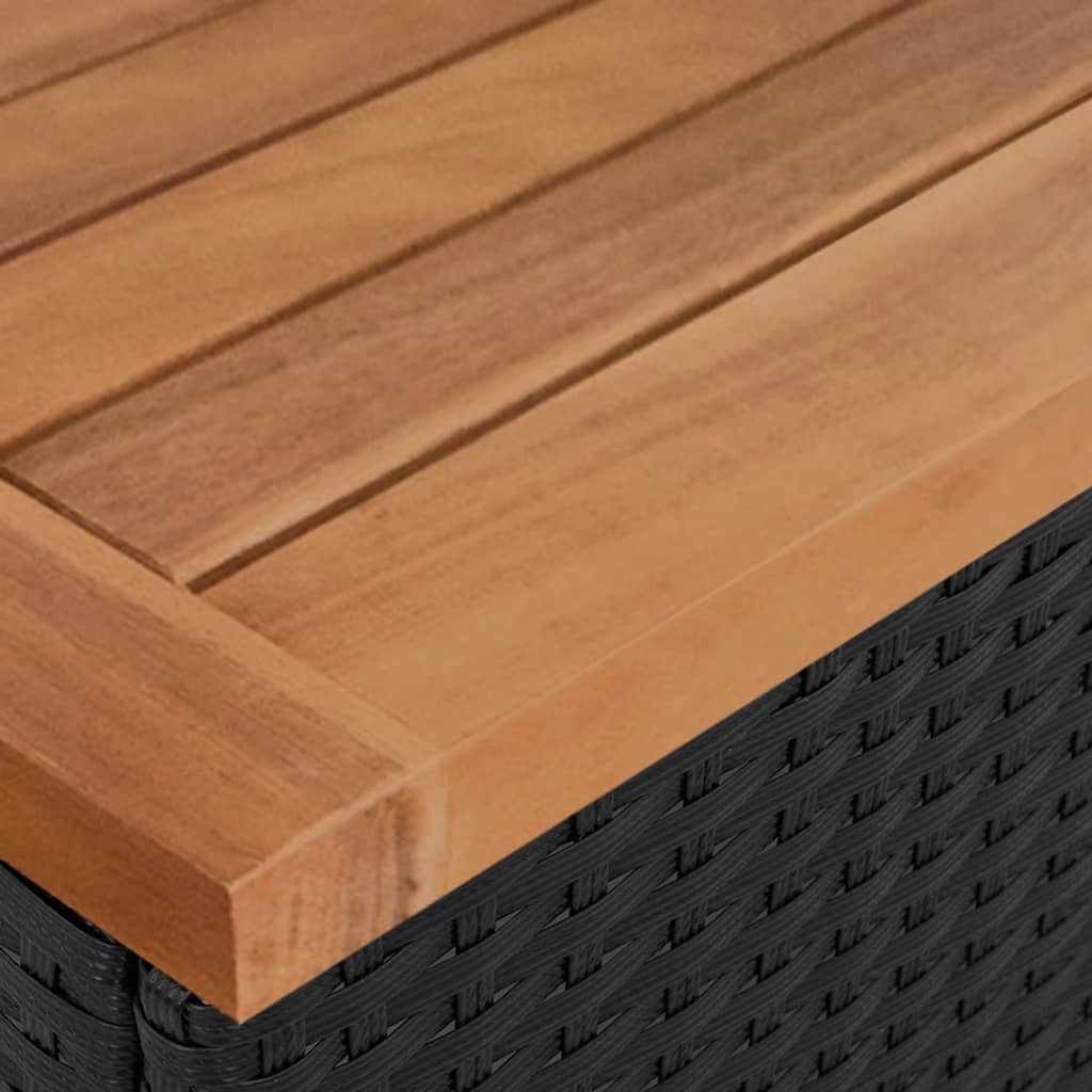 vidaXL 2-delige Loungeset met kussens poly rattan en acaciahout zwart