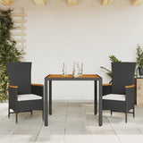 vidaXL 3-delige Tuinset met kussens poly rattan zwart