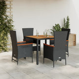 vidaXL 3-delige Tuinset met kussens poly rattan zwart